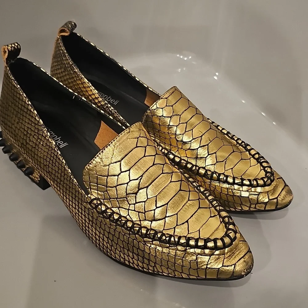 Jeffrey Campbell Metallic Gold Leather Loafers